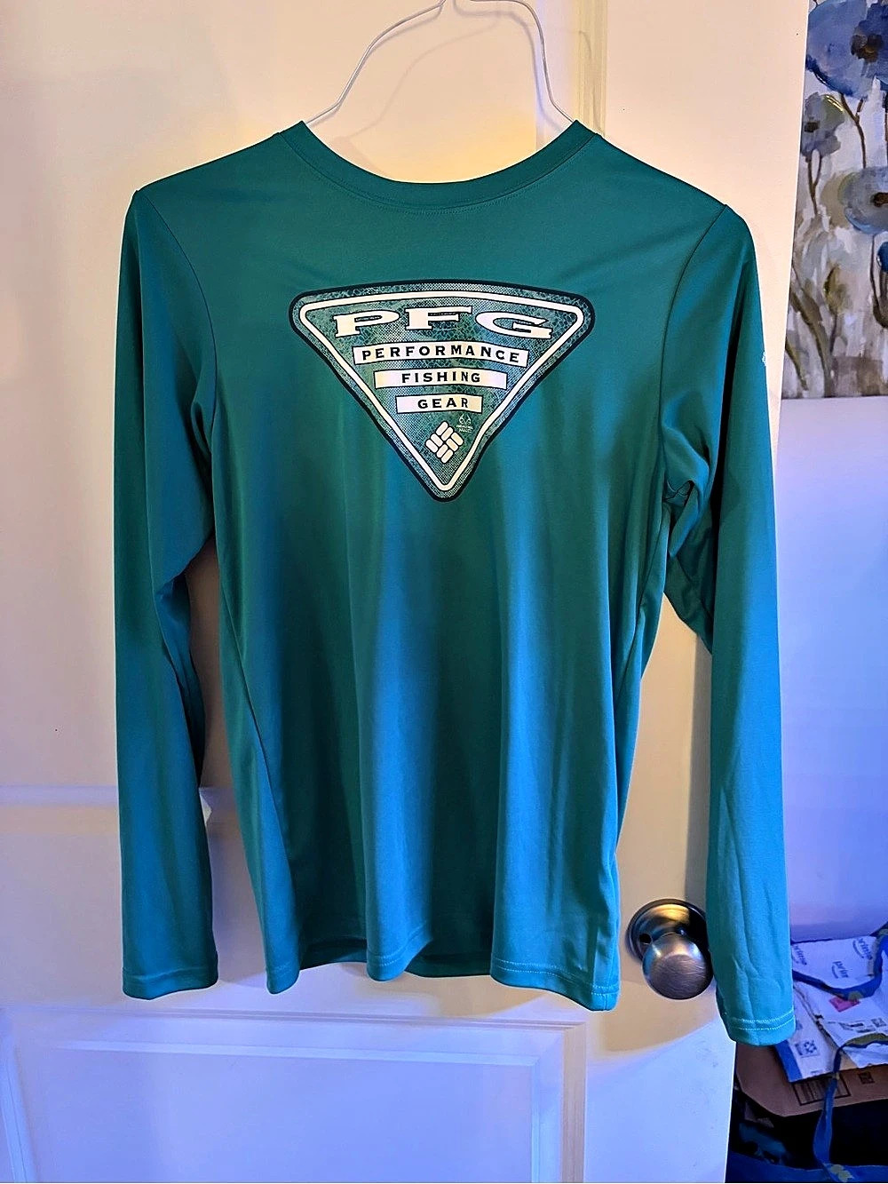 Columbia Youth PFG Long Sleeve Graphic Shirt Boys Large Green